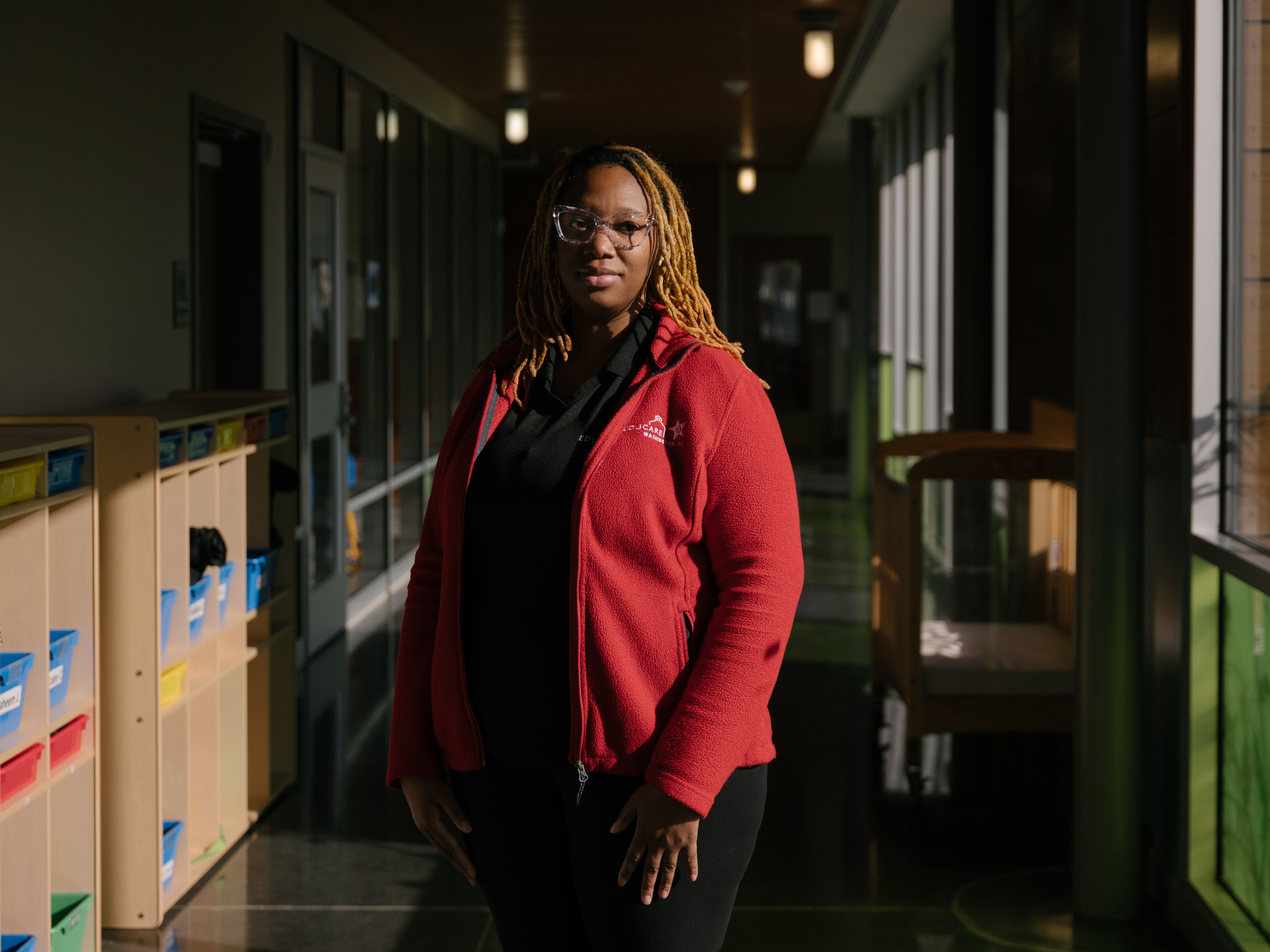 caption: Boniece Gillis, an assistant teacher at Educare DC in Washington, D.C., says the wage bump she receives through the Early Childhood Educator Pay Equity Fund has kept her on the job.