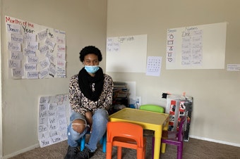 caption: Aniya's overnight shift at an Amazon warehouse became impractical when daycare and school were canceled for her two children because of the pandemic. She was able to avoid eviction with the help of a lawyer and emergency rental assistance but she recently received a letter saying that her lease would not be renewed and she had to vacate the apartment.