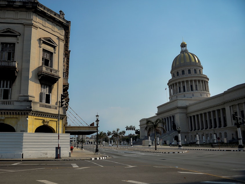 caption: An empty street near the Havana Capitol, in Cuba in May 2020. The Trump administration plans to designate Cuba as a state sponsor of terrorism.
