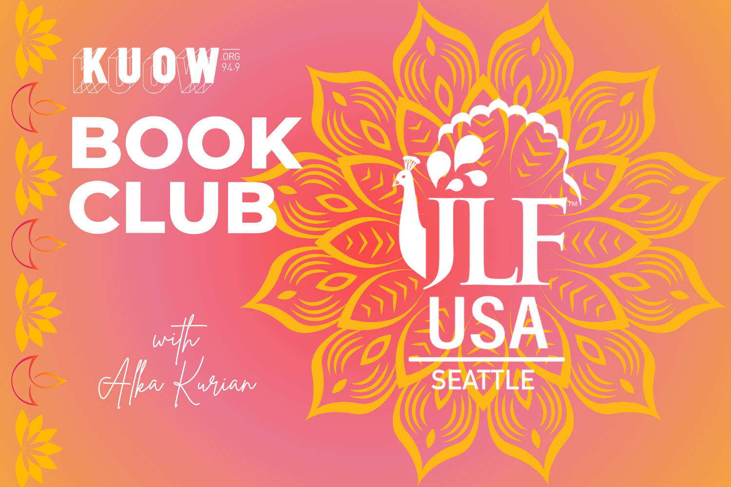 caption: Meet Me Here co-host Katie Campbell recently interviewed Alka Kurian, executive director of the Jaipur Literature Festival in Seattle. The second JLF Seattle will be held from Sept. 18-21, 2025.