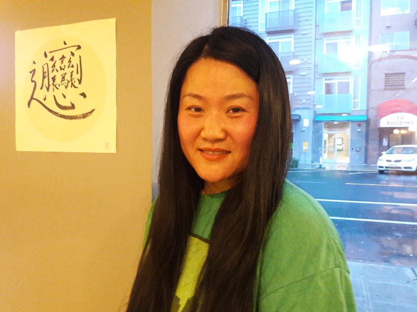 caption: Lily Wu, owner of Xi'an Noodles in Seattle's University District. 