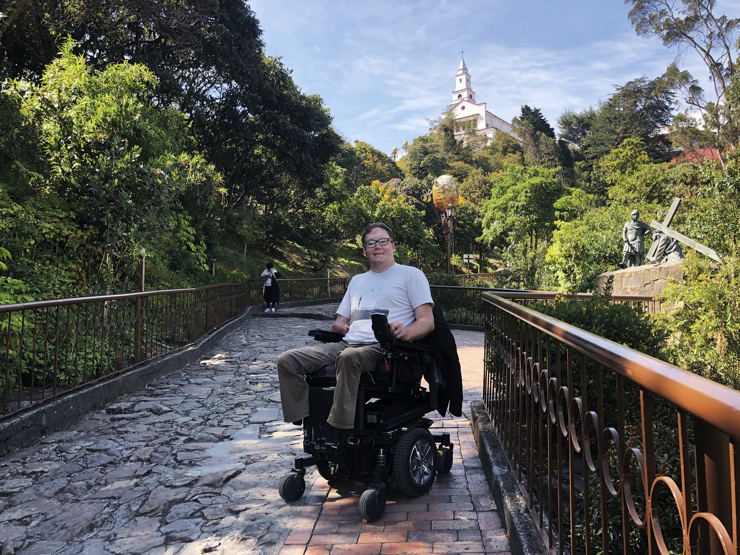 caption: John Morris, here in Bogotá, Colombia, has a website called Wheelchair Travel and hosts a travel podcast.