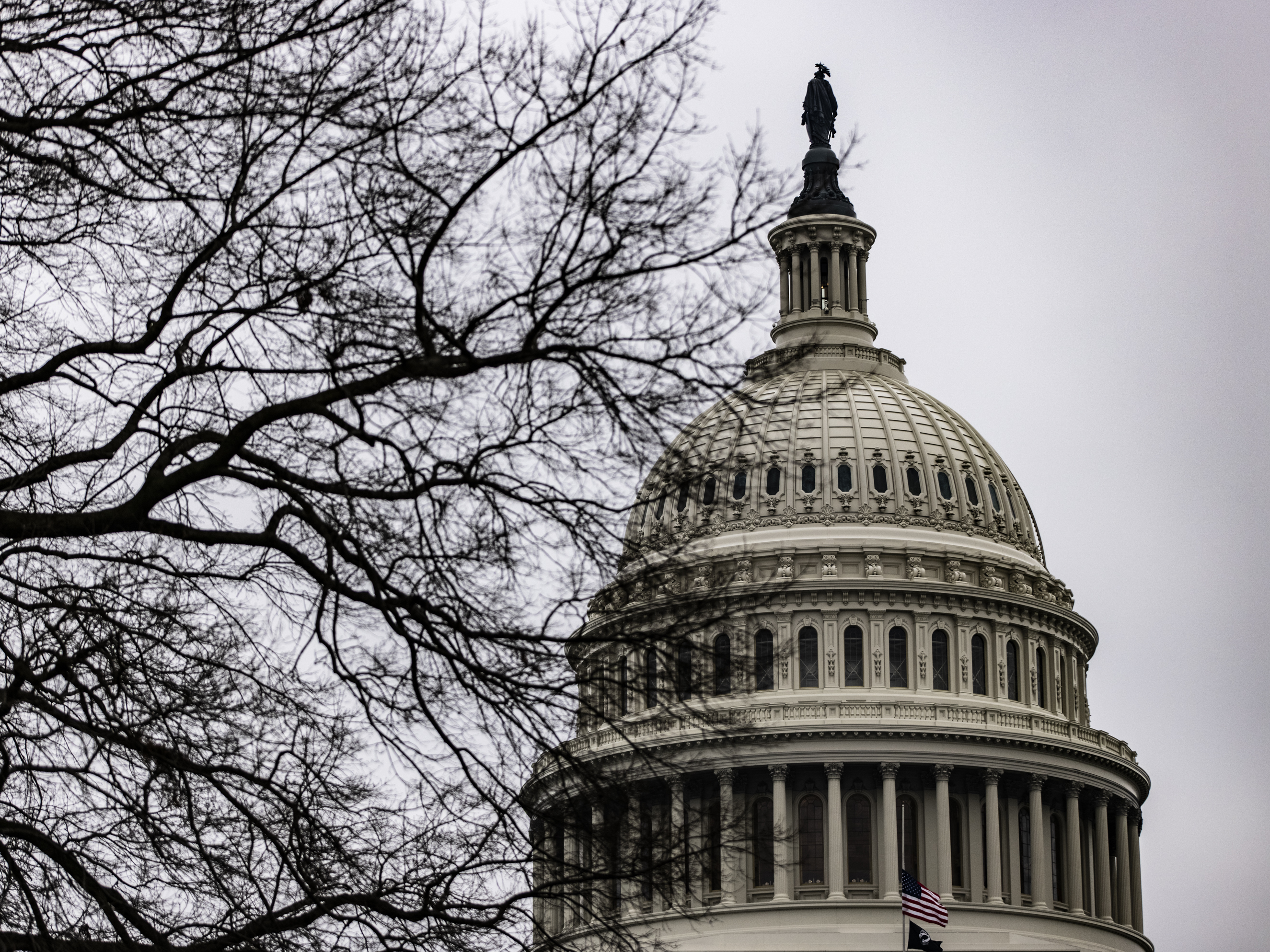 caption: The U.S. Capitol on the third day of the second impeachment trial of former President Donald Trump. House impeachment managers argued that Trump is singularly to blame for the deadly insurrection on the Capitol on Jan. 6.