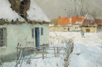 caption: Frits Thaulow, <em>Cottages in the Snow</em>, 1891
