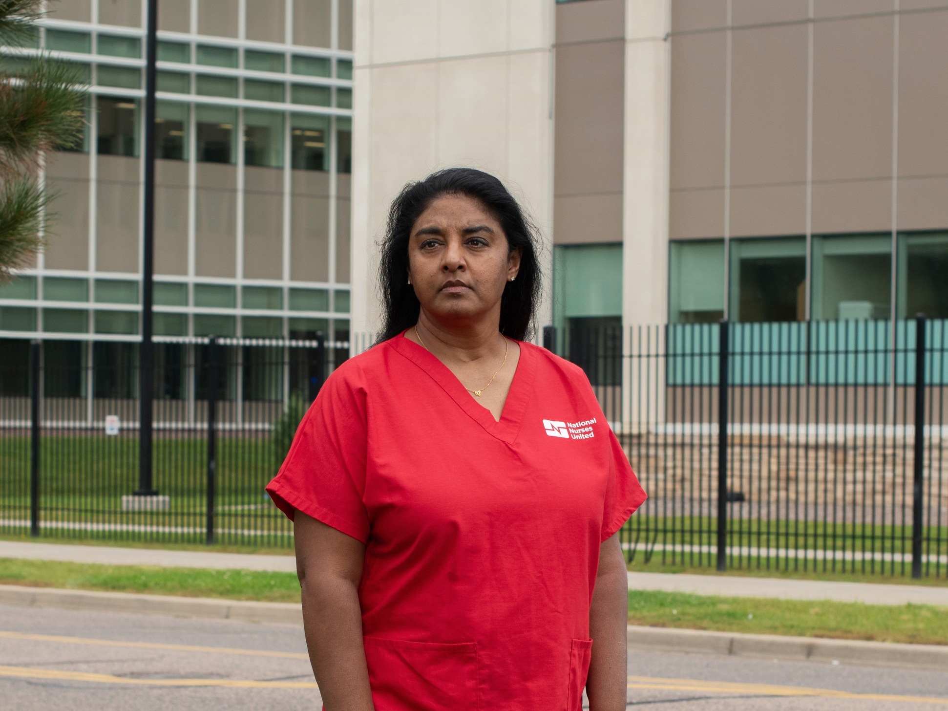 caption: Sharda Fornnarino is an outpatient surgery nurse at the Rocky Mountain Regional VA Medical Center in Aurora, Colo., where she's also local director for National Nurses United. In August, the Department of Veterans Affairs notified union members that it was ending nearly all of its collective bargaining agreements.