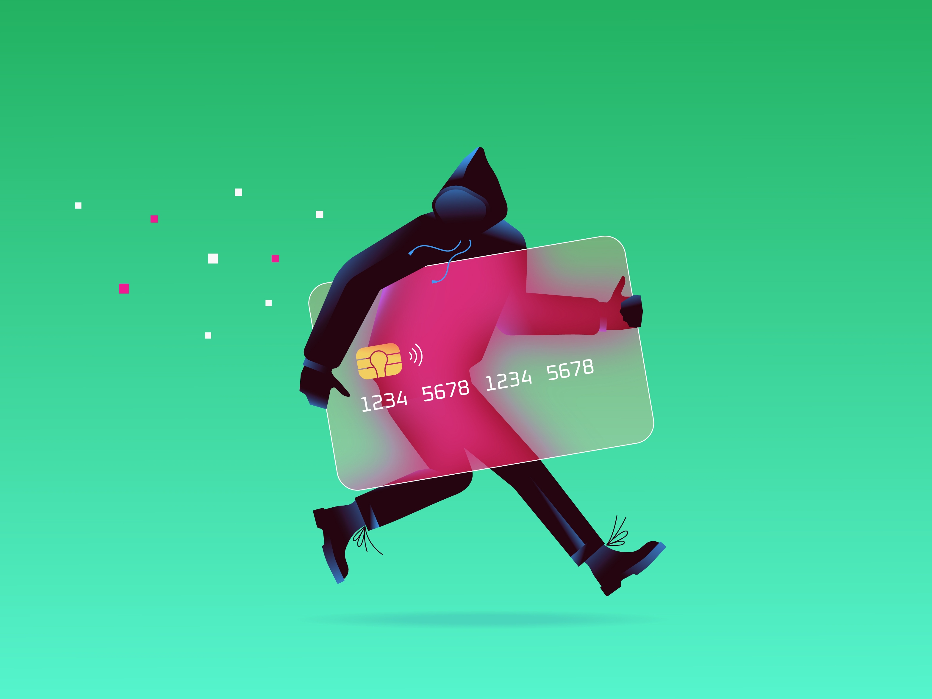LK_Avoid holiday scams_ Thief stealing payment card concept illustration