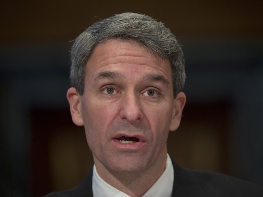 caption: Ken Cuccinelli, seen here in 2016, was named on Monday as acting head of U.S. Citizenship and Immigration Services, which is charged with adjudicating requests for citizenship, green cards and visas.