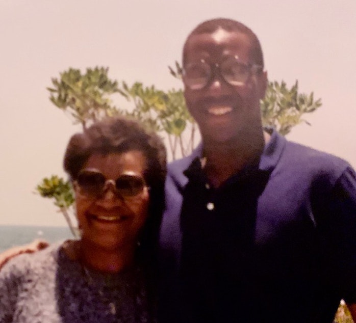 caption: Ed Taylor, the author, and his mother.