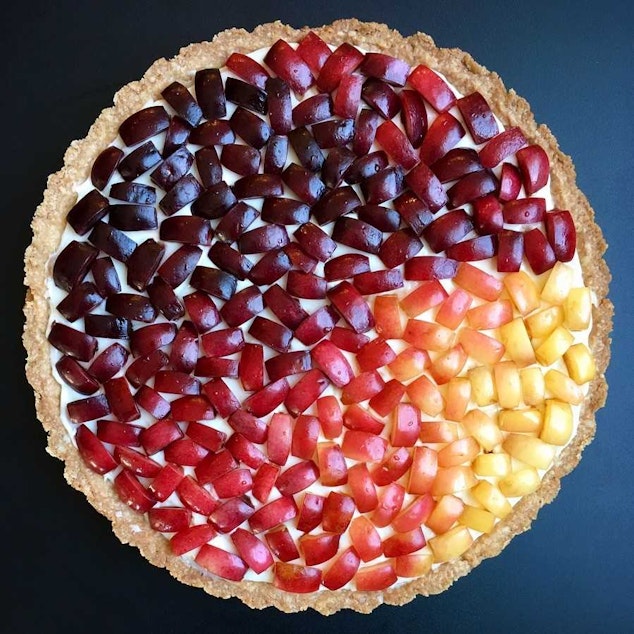 caption: Cherry ombre mosaic tart