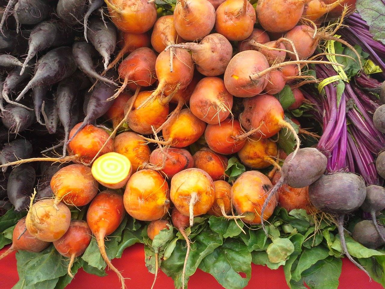 caption: Golden beets at the University District farmers market in Seattle.
