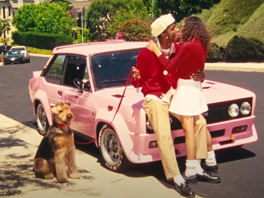 caption: In "Side Street," a promotional video for his new album <em>Call Me If You Get Lost</em>, Tyler, The Creator plays out a fantasy version of a narrative that appears on the album's climactic song, <em></em>"Wilshire," in which he engages in a deep but doomed emotional affair with the girlfriend of one of his friends.