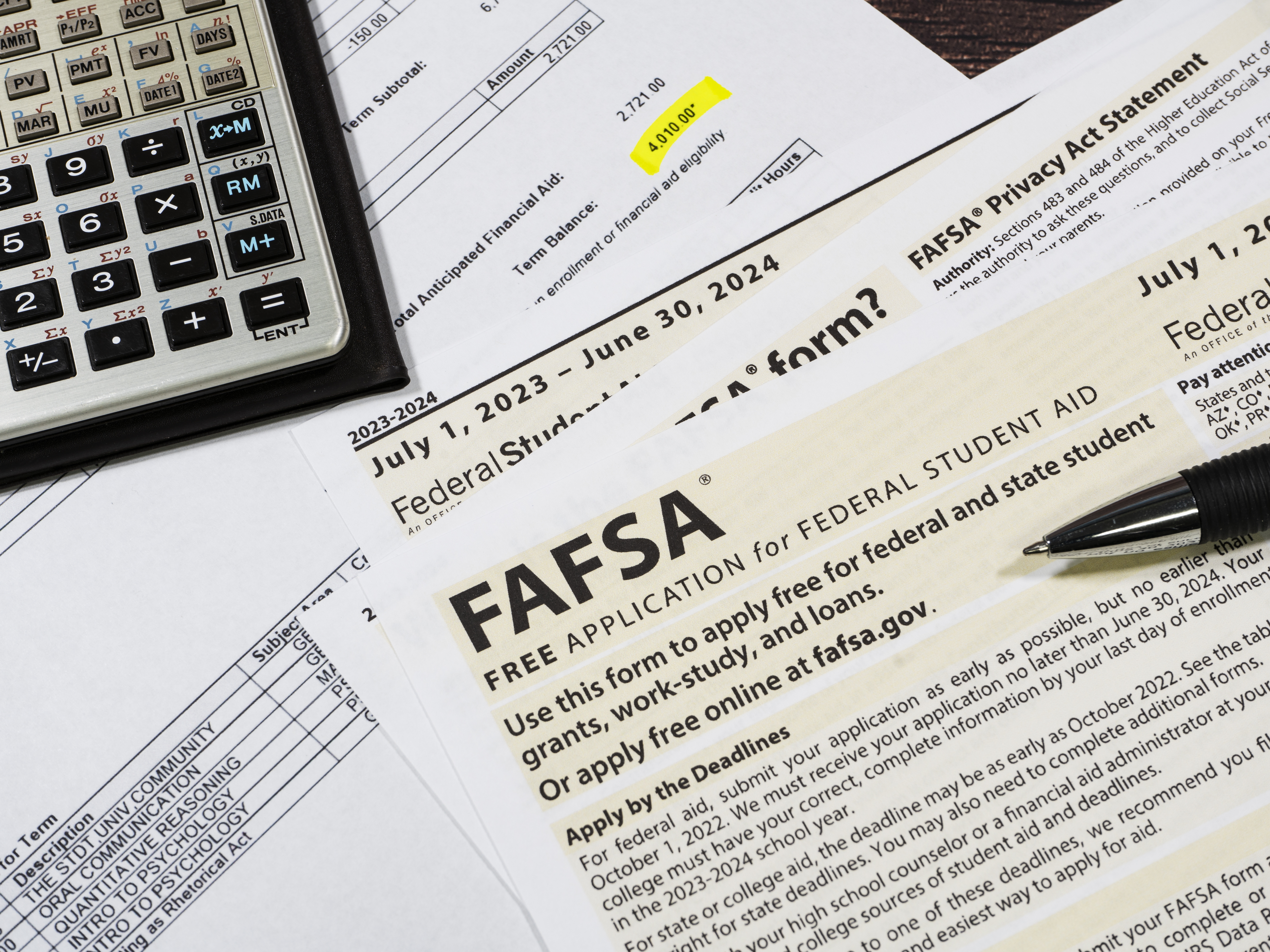 caption: In 2020, Congress voted to overhaul the FAFSA, seen here in its old, paper form. The federal application's relaunch, in late 2023, came with a whole host of problems.