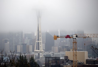 caption: A cloud hangs over downtown Seattle on Tuesday, November 21, 2017, shown from Kerry Park. 