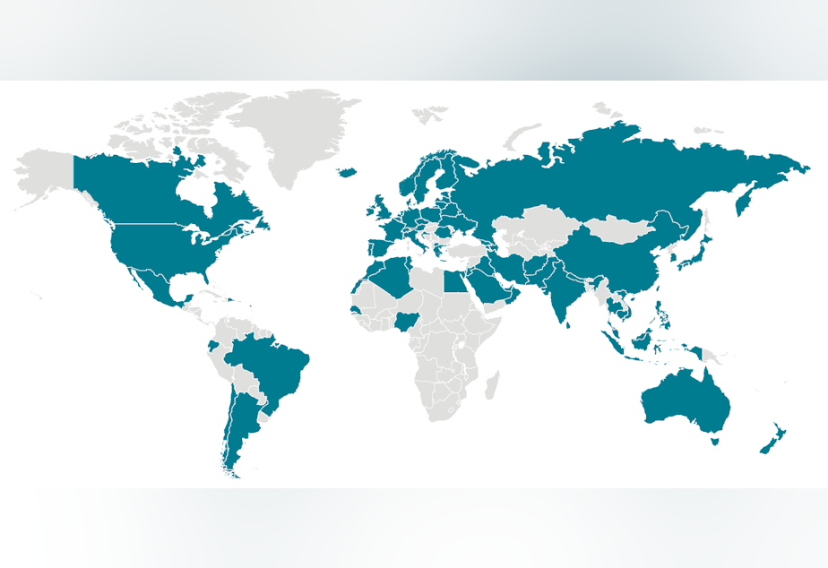 caption: The latest coronavirus outbreak map from the Centers for Disease Control and Prevention, March 4, 2020.