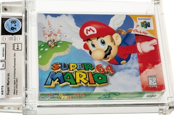 caption: An anonymous bidder won a pristine copy of a 1996 Nintendo Mario 64 for $1.56 million, according to Heritage Auctions.
