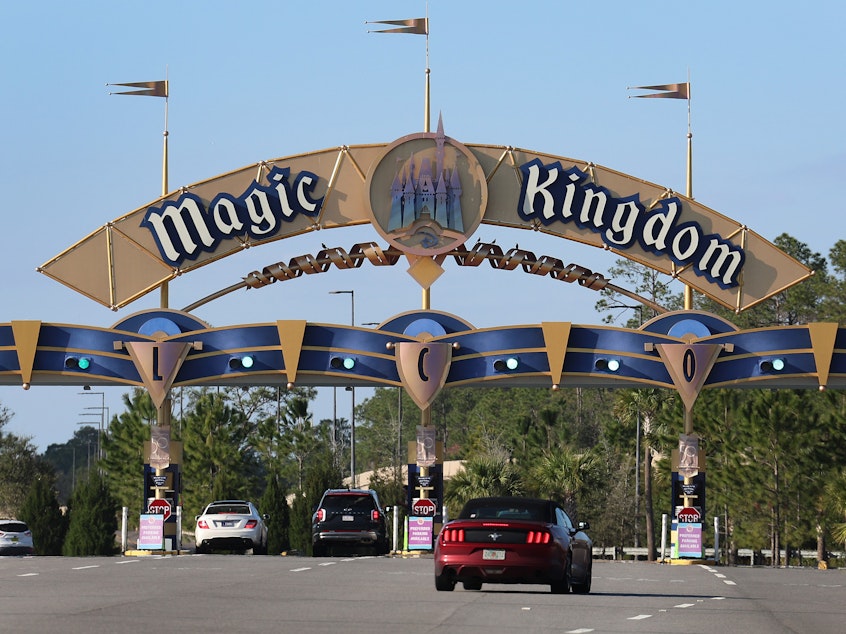 caption: On a conference call last week, Disney CEO Bob Iger said the company's ongoing dispute with Gov. Ron DeSantis raised questions about Disney's continued investment in Florida.
