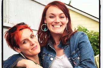 caption: Sian Cullen and her daughter Aine, who now both live in Seattle.