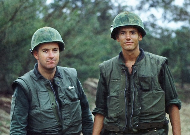 caption: Lt. James "Kelly" Patterson, left, and his brother George "Luck" Patterson in Vietnam. When James Patterson was given a break during the Vietnam War, he went to find his brother in Vietnam. Right after their time together, his plane was shot down.