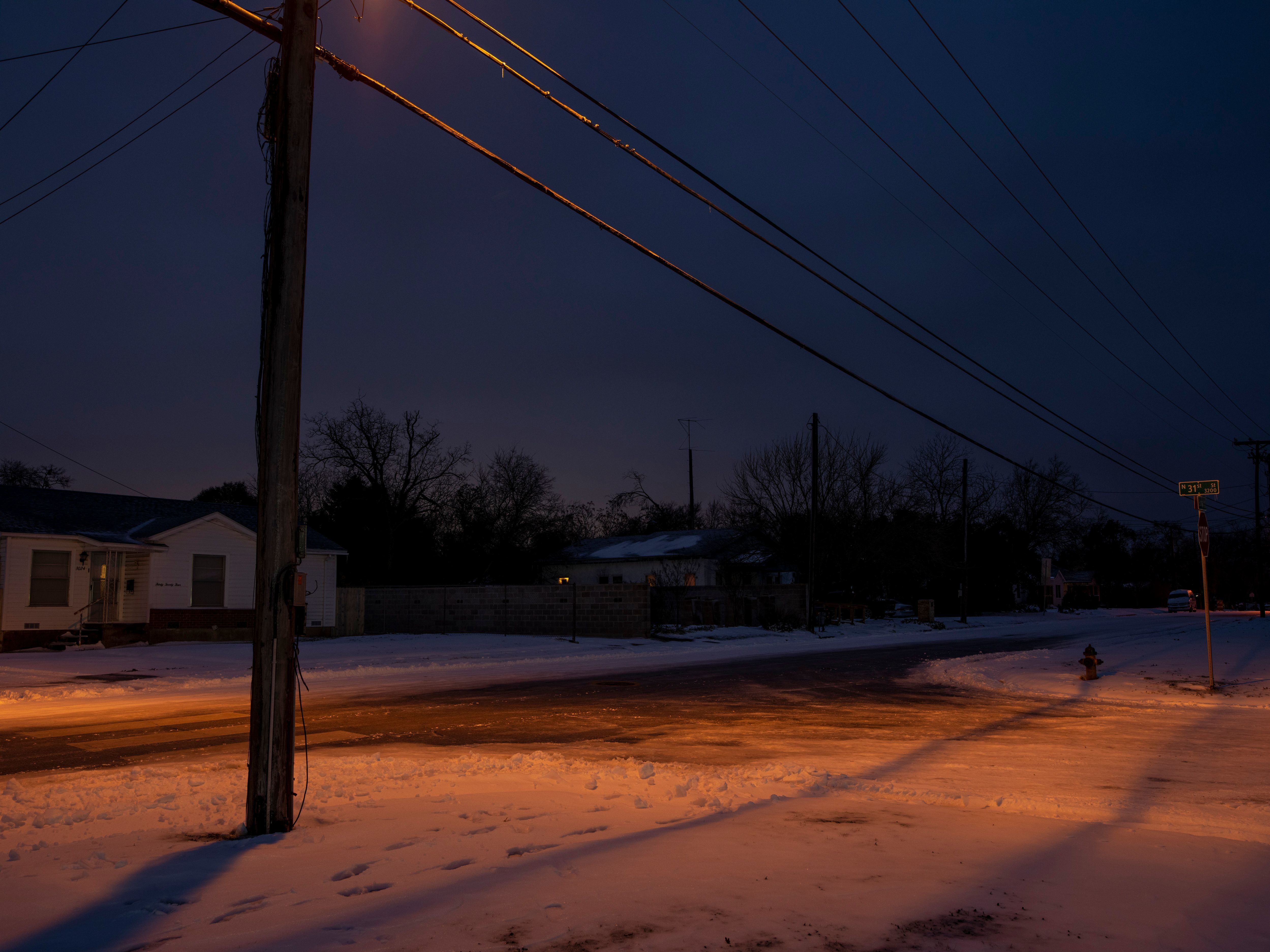 caption: Snow covers the ground in Waco, Texas, on Feb. 17. Texas Gov. Greg Abbott has blamed renewable sources for the blackouts that have hit the state. In fact, they were caused by a systemwide failure across all energy sources.