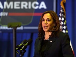 caption: Vice President Kamala Harris speaks during an infrastructure announcement at AFL-CIO on Dec. 16, 2021.