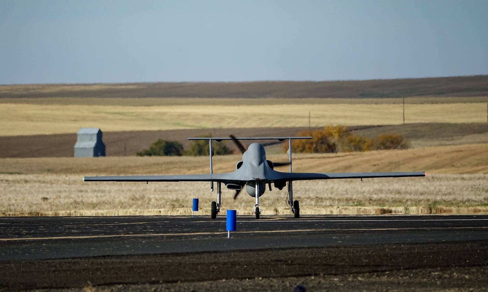 caption: The latest variant of the Cubic Ares unmanned reconnaissance drone during flight testing at Pendleton on October 28.