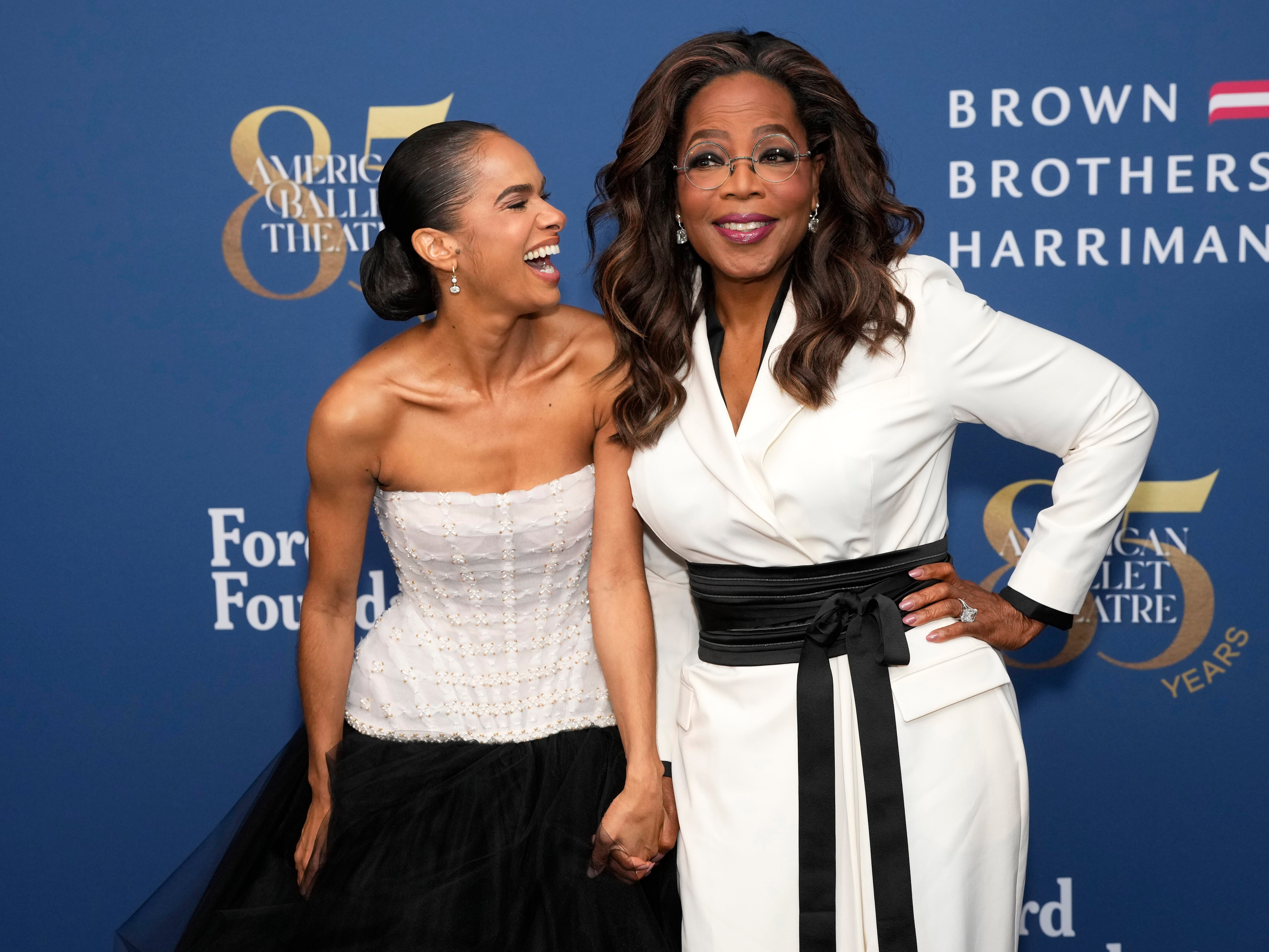 caption: Misty Copeland, left, and Oprah Winfrey attend the American Ballet Theatre's Fall Gala honoring Misty Copeland at David Geffen Hall on Wednesday, Oct. 22, 2025, in New York.