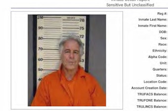 caption: Lawsuits over big banks' role in Jeffrey Epstein's sex-trafficking ring have now secured hundreds of millions of dollars in settlements. Here, a photo shows a Federal Bureau of Prisons page for Epstein, part of a trove of documents obtained by the Associated Press this month.