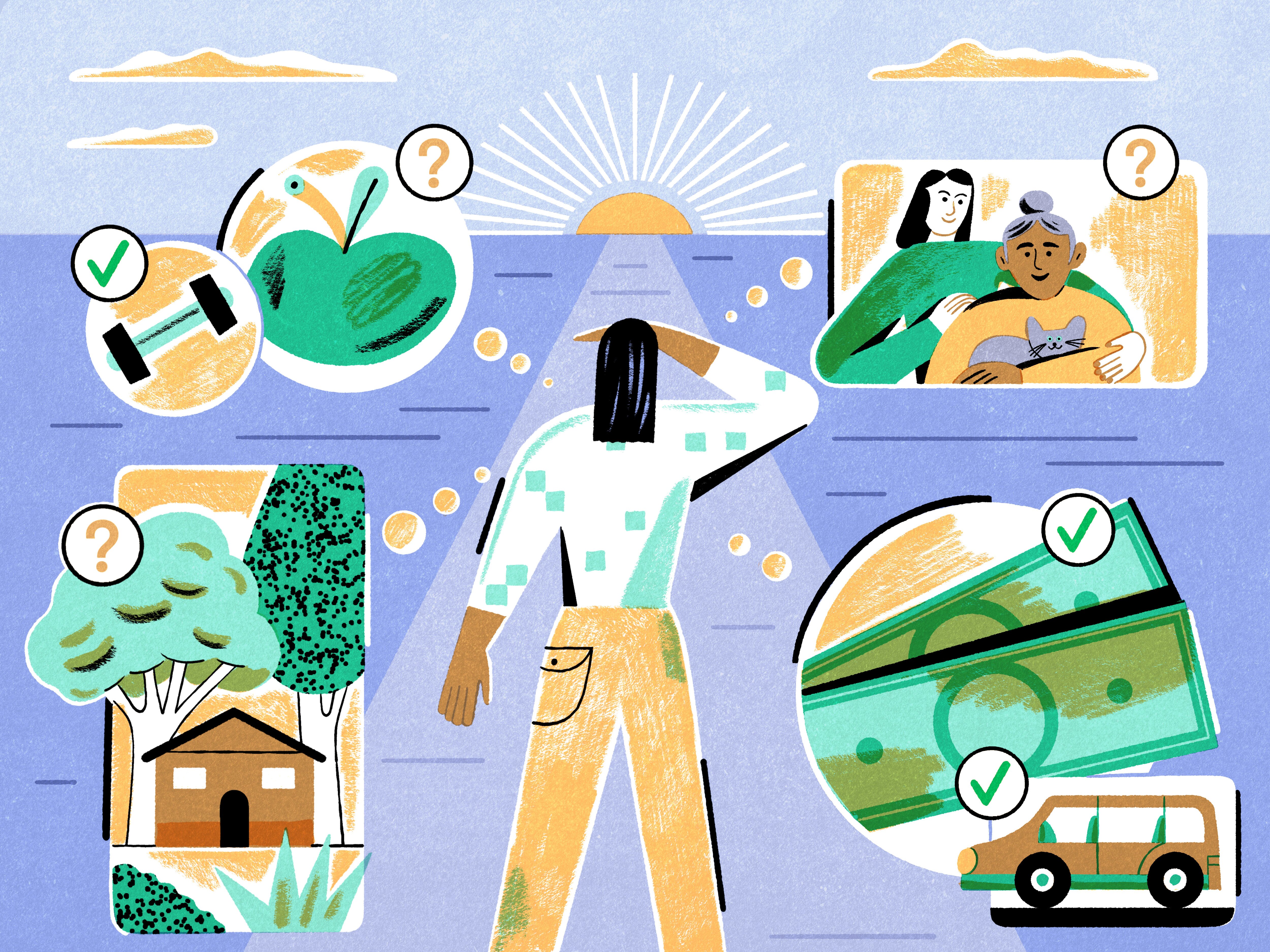 caption: When it comes to aging, many people focus on retirement savings. But what about community, caregiving, and purpose when navigating a long life?