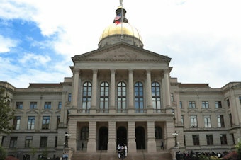 caption: The Georgia State Capitol was among several state legislatures evacuated Wednesday following bomb threats.