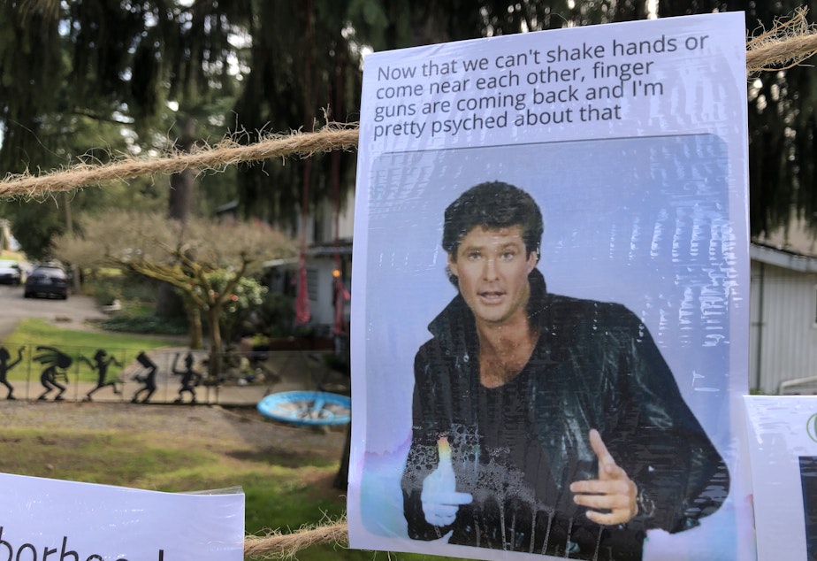 caption: The Joy Board stands on a corner in Seattle's Wedgwood neighborhood.