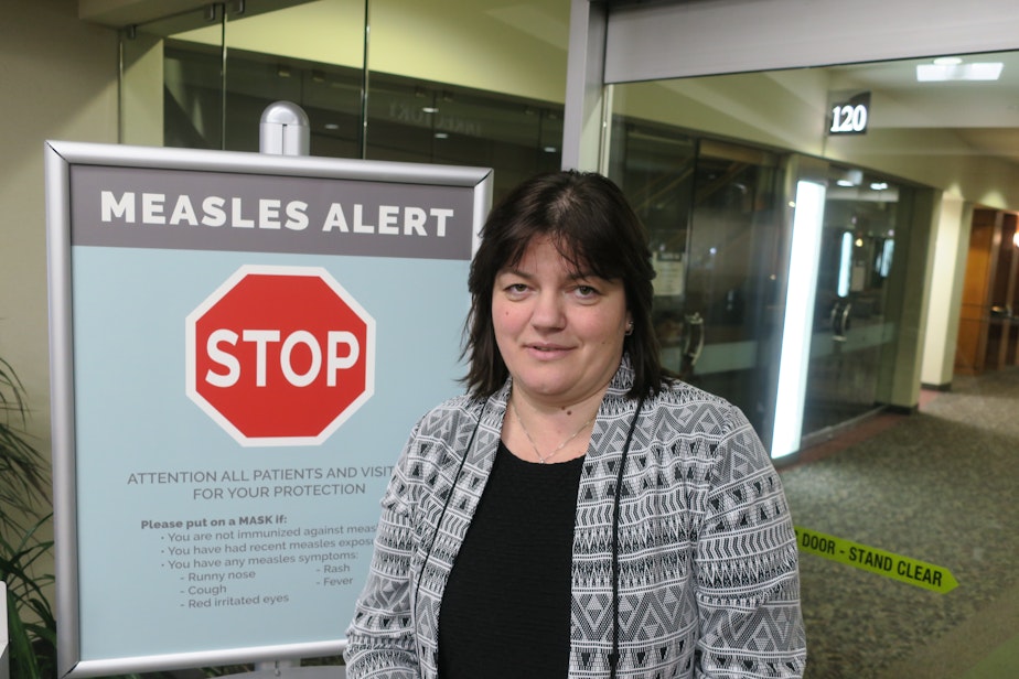 caption: Dr. Tetyana Odarich says many in the Russian and Ukrainian communities in the Portland and Vancouver Washington area receive anti-vaccine messages through Russian language social media