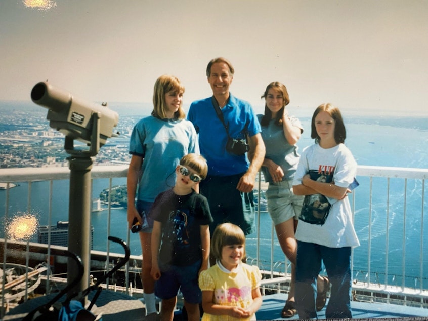 caption: Scientist John Zachara, center, with family in the 1990's.