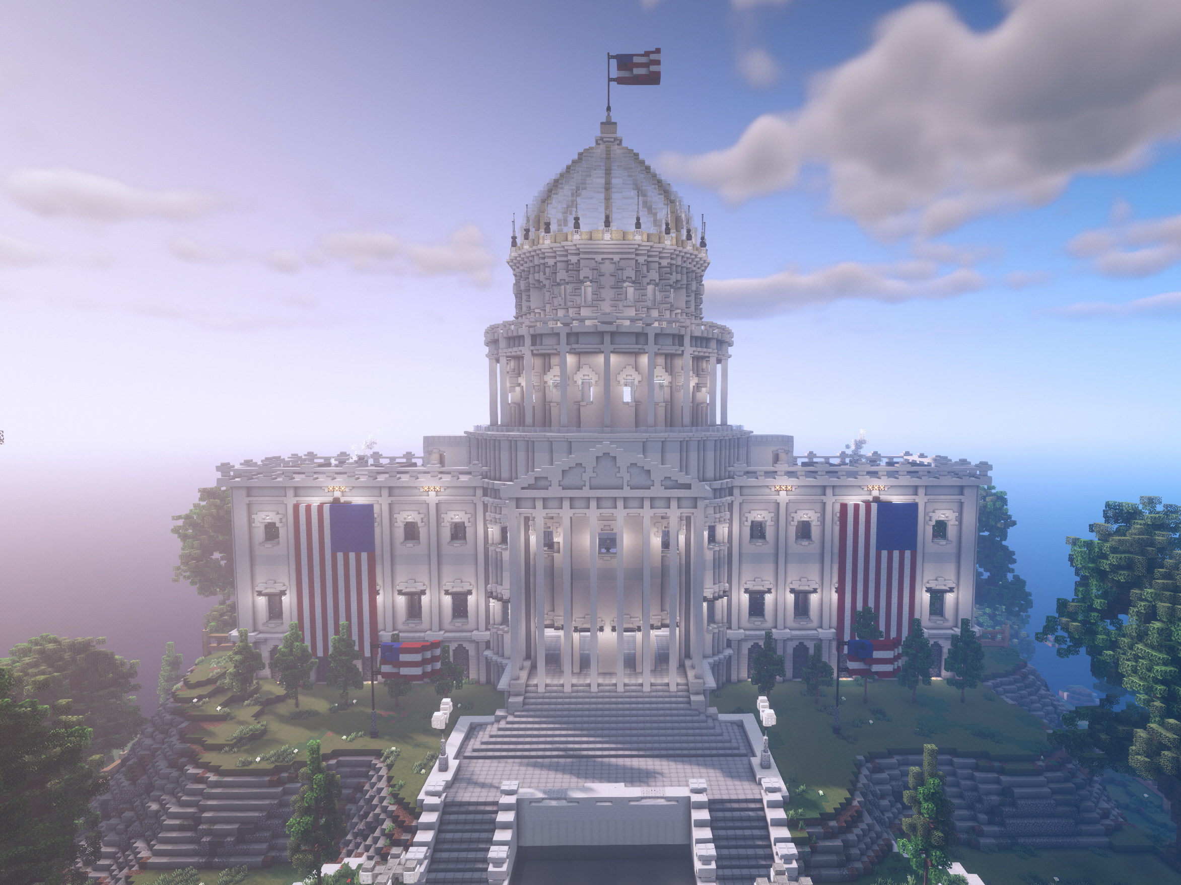 caption: Rock The Vote's voting house in Minecraft allows players to vote on a variety of real-world issues.