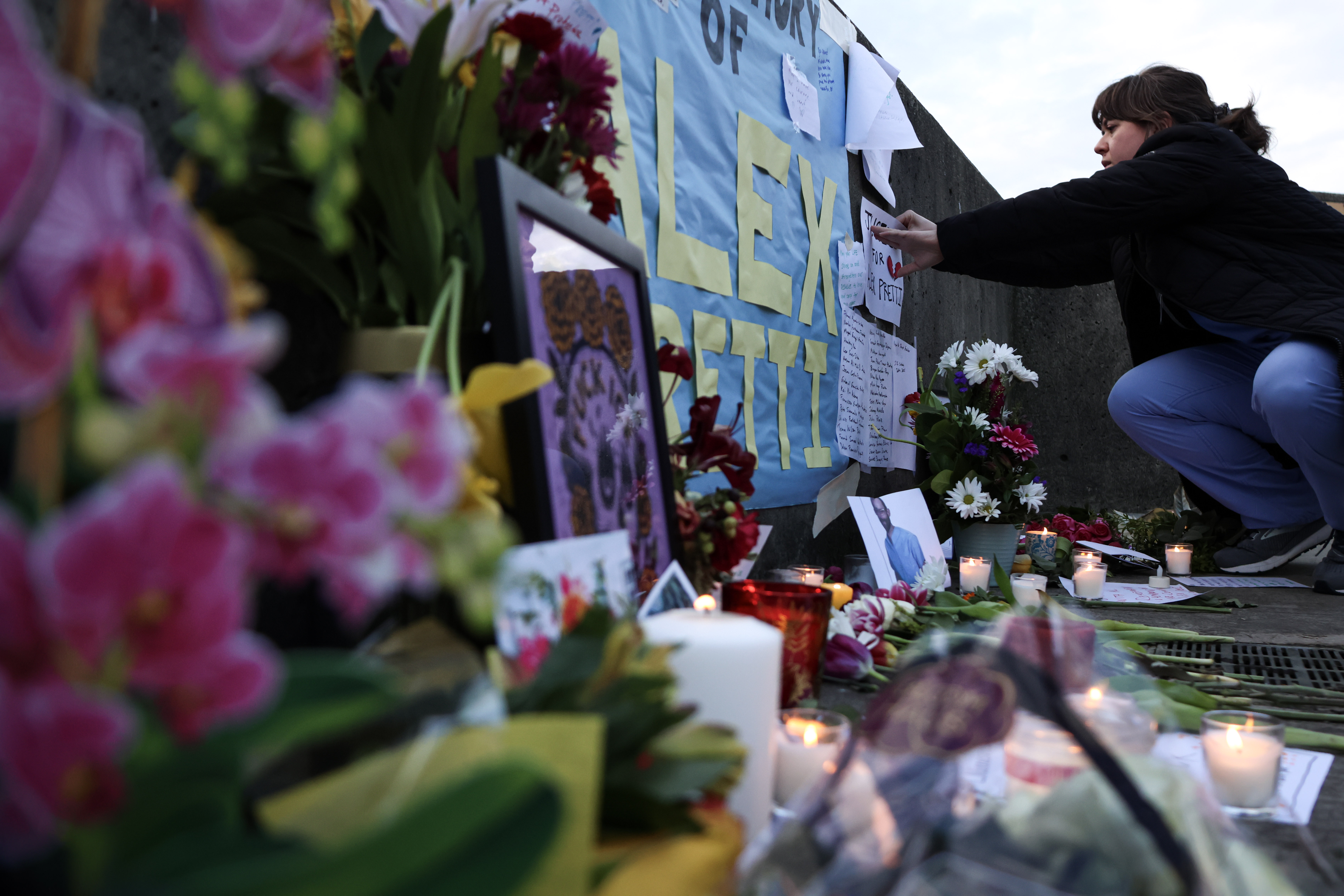 caption: Nurses’ vigil for Alex Pretti, Harborview Medical Center, Seattle