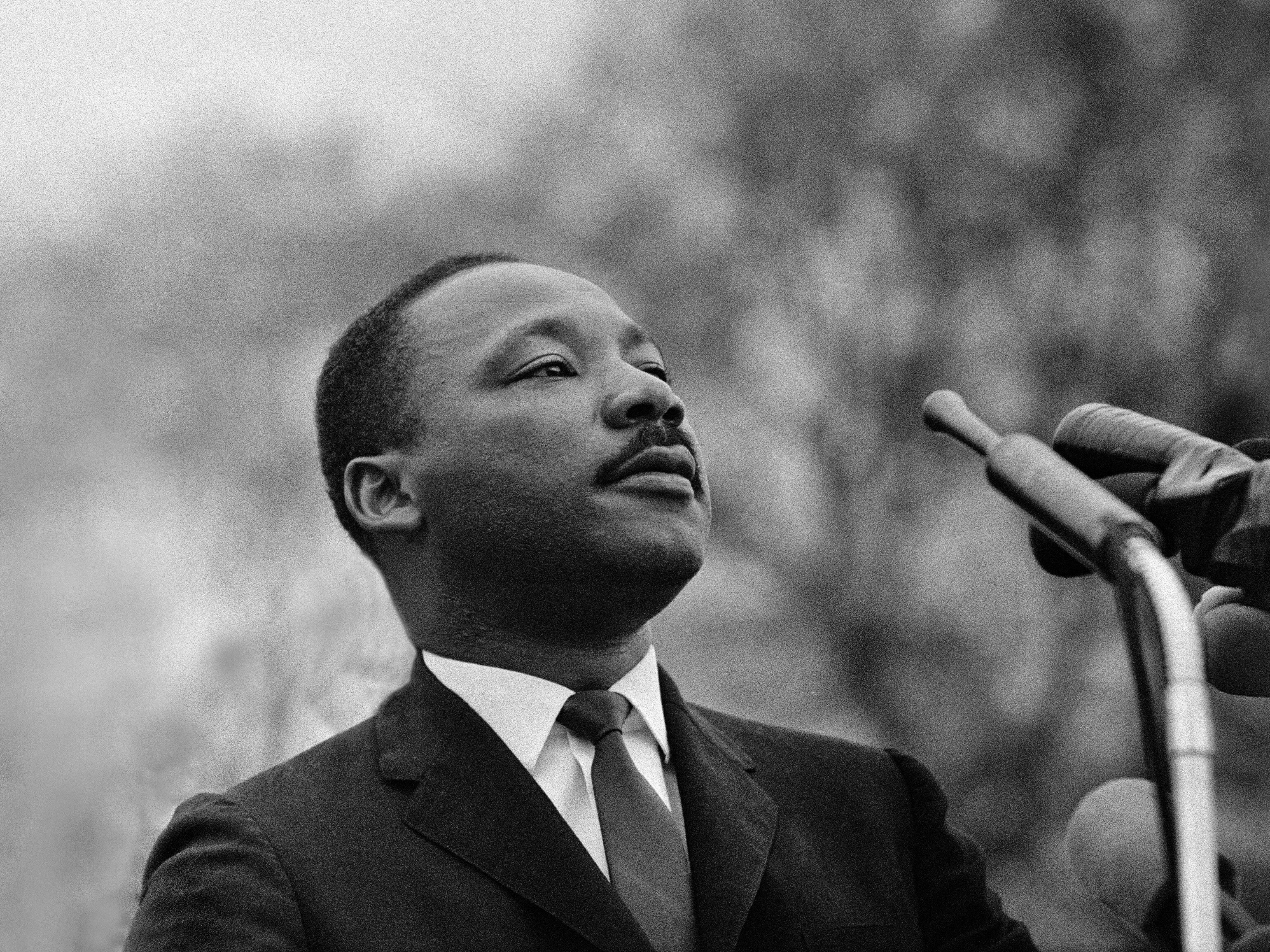 caption: Martin Luther King Jr speaks to civil rights marchers in Montgomery, Alabama, on March 25, 1965. He was a believer in health care for all: "Of all the forms of inequality, injustice in health is the most shocking and inhuman."
