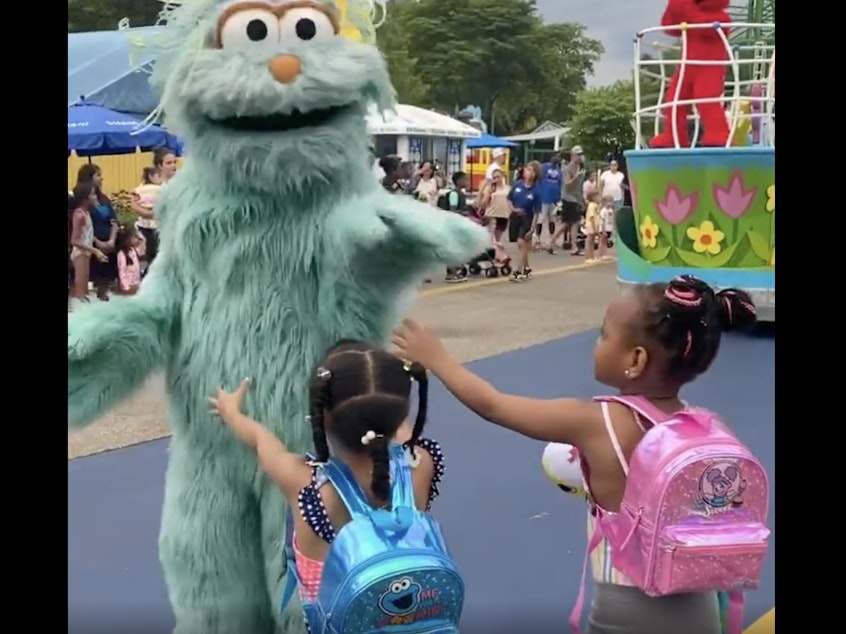 caption: A video showing two Black girls reaching out to the Sesame Street character Rosita and not being acknowledged has resulted in allegations of racism at Sesame Place Philadelphia.