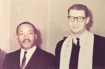 caption: Martin Luther King Jr. spoke at Rabbi Israel Dresner's synagogue, Temple Sha'arey Shalom, in Springfield, N.J., on Jan. 18, 1963. Dresner became close to King when he was an activist for civil rights in the 1960s.