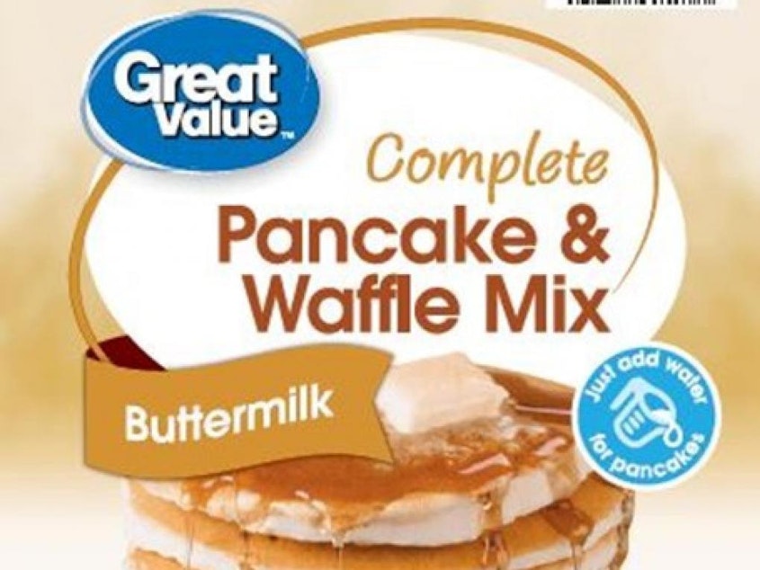 caption: A single lot of Great Value Buttermilk Pancake & Waffle Mix, sold at Walmart, is being recalled due to "possible foreign material contamination."
