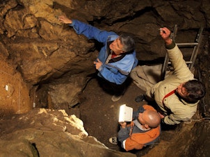 caption: Researchers made an important discovery in the Denisova Cave in southern Siberia.