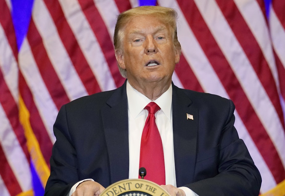 caption: President Trump participates Sunday in a Latinos for Trump Coalition roundtable at Treasure Island Hotel & Casino in Las Vegas.