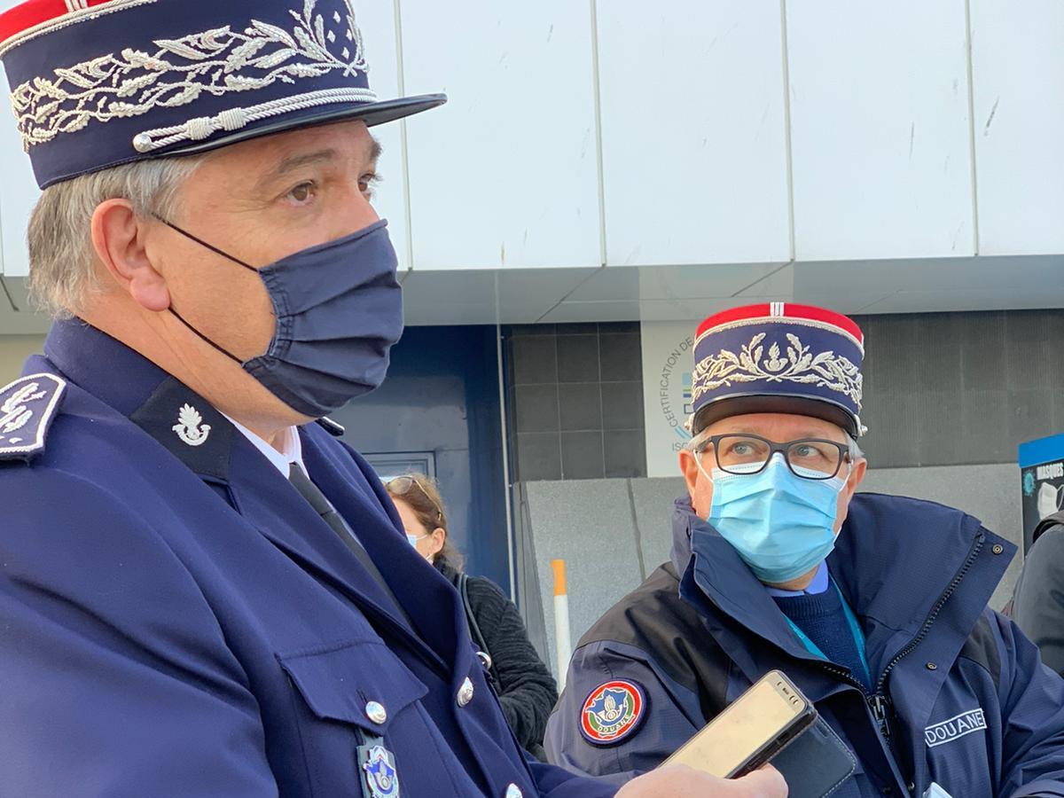 caption: Haut-de-France Customs Director Jean-Michel Thillier, left, believes the Port of Calais is ready for Brexit.