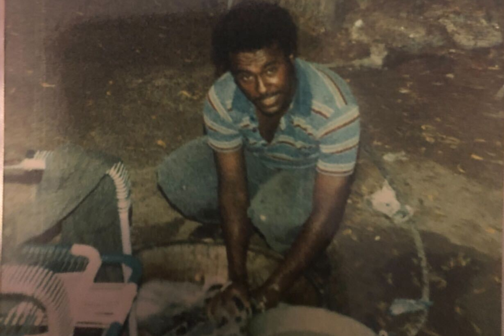 caption: Mohammed Mohammed in Sudan at age 20.