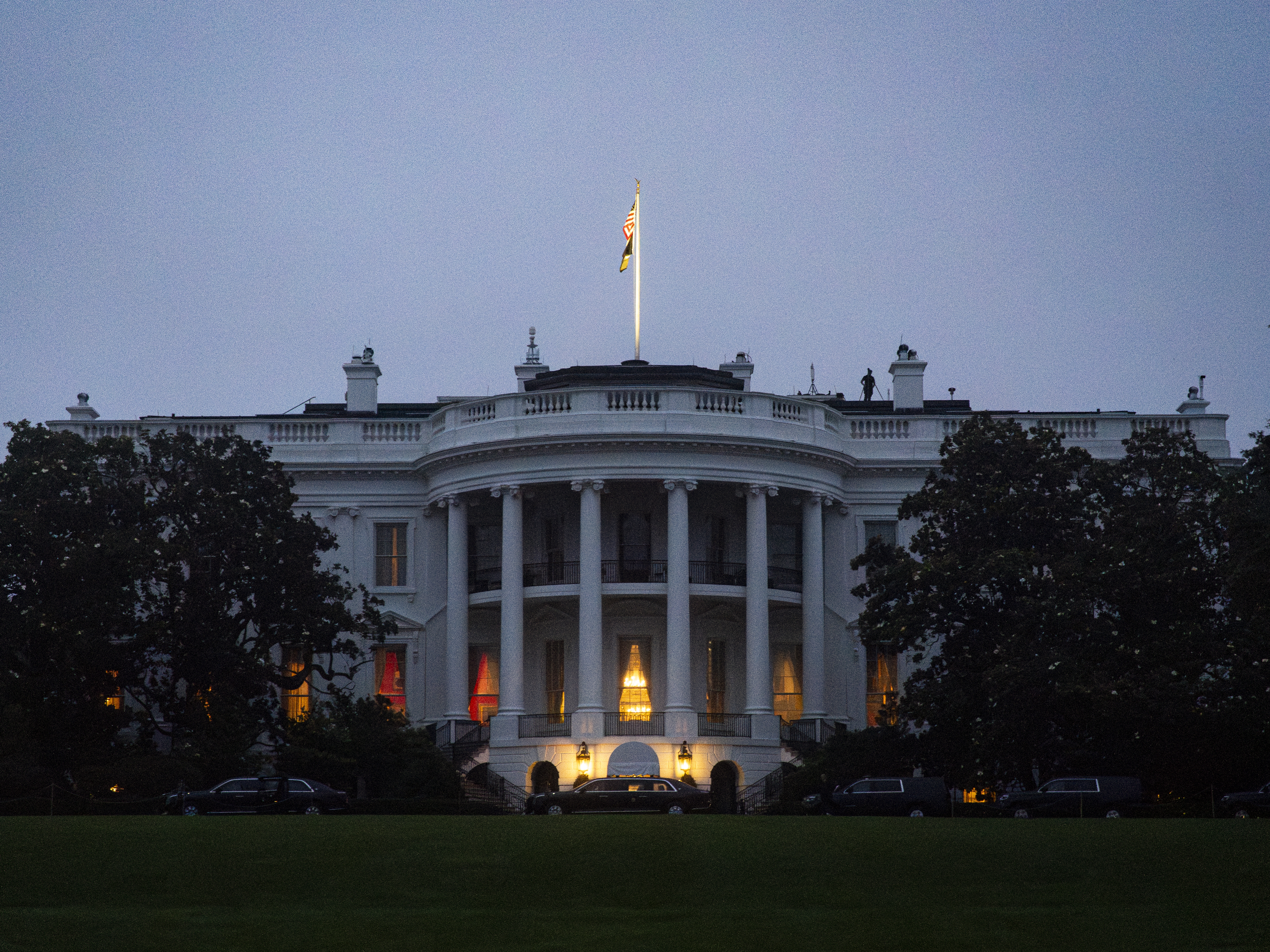 caption: President Trump returned to the White House early on June 17, 2025, cutting his time short at the G7 summit in Canada because he said he wanted to focus on the Iran-Israel conflict.