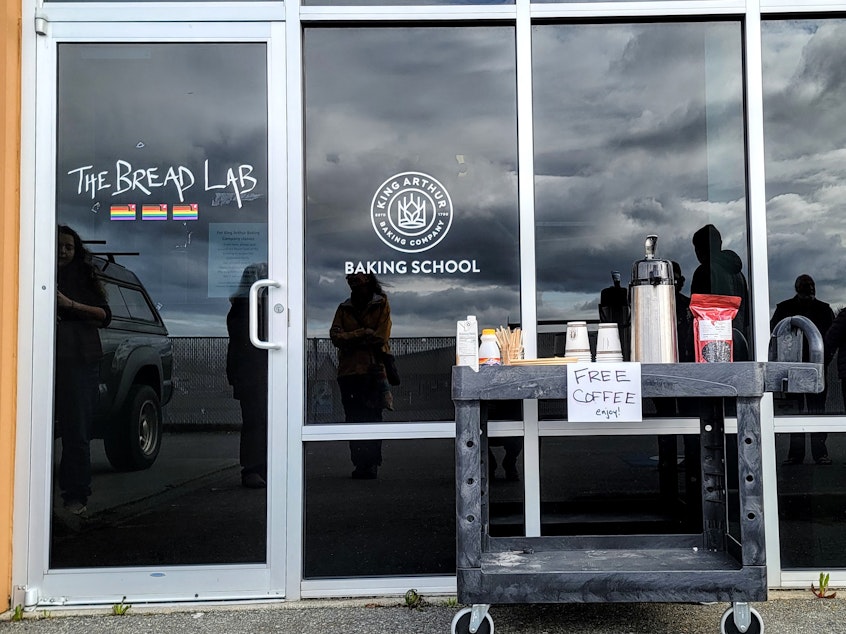 caption: The WSU Breadlab hosting a pop-up bake sale in Burlington on Saturday, March 29, 2025.