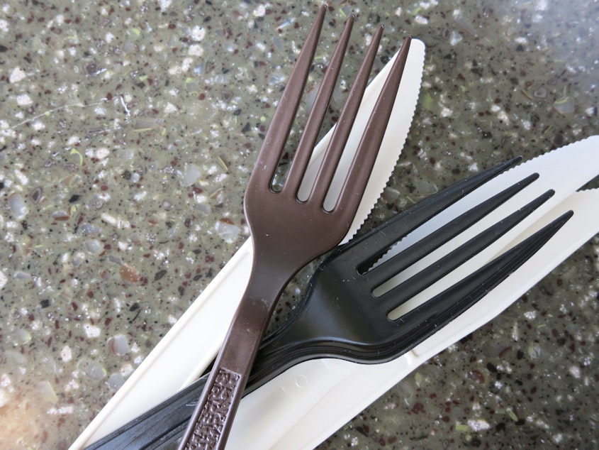 caption: Can you tell which ones are compostable? Exactly.
