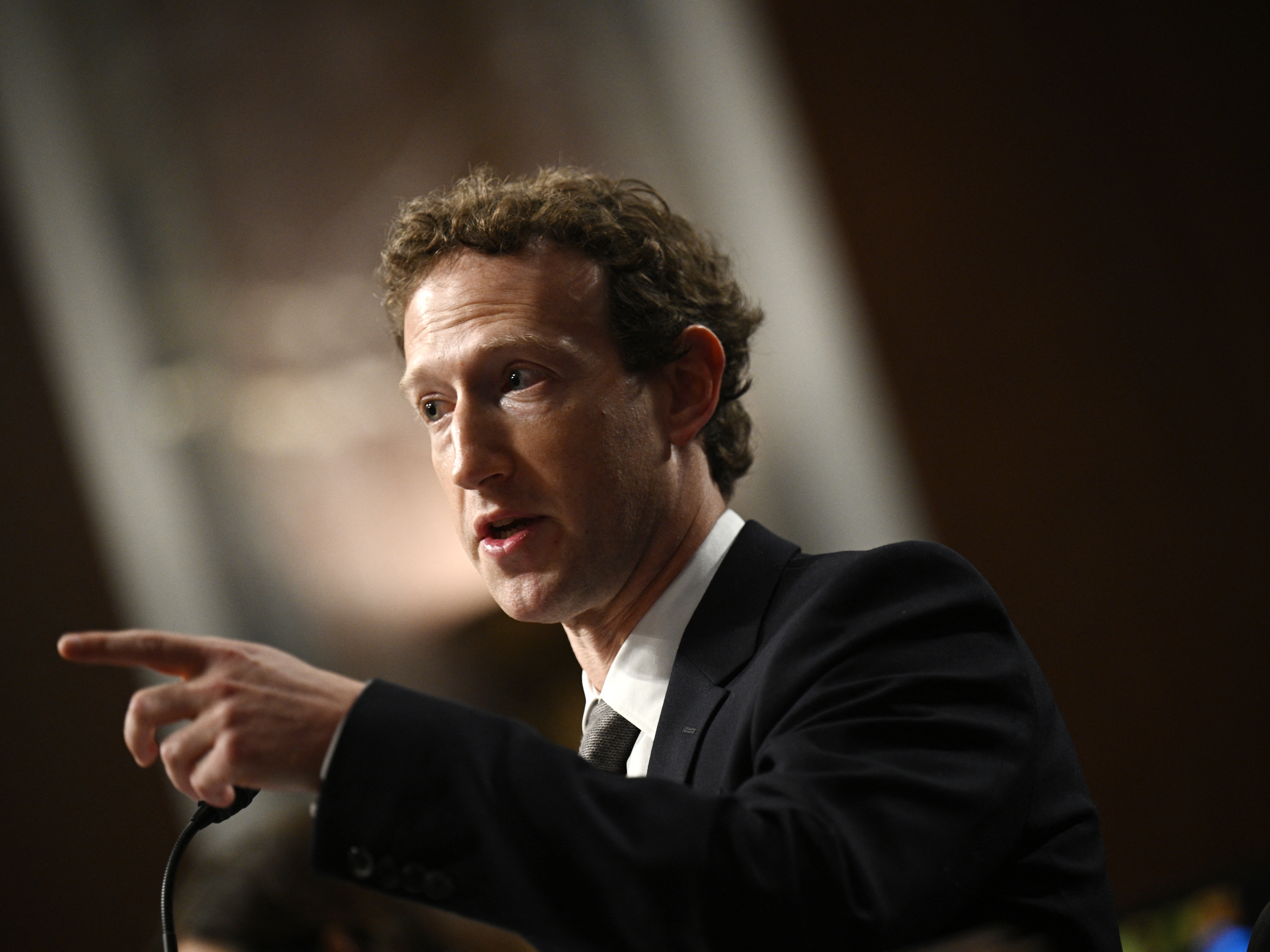 caption: Meta CEO Mark Zuckerberg testifying during the U.S. Senate Judiciary Committee hearing in January 2024. Zuckerberg announced on Jan. 7, 2025 that the company would no longer work with third-party fact checking organizations.