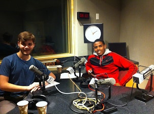 caption: Podcast hosts Josh Medina (L) and Mohamed Mohamed