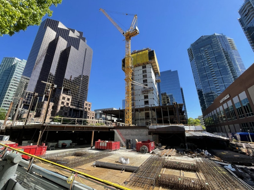 caption: A construction site in downtown Bellevue