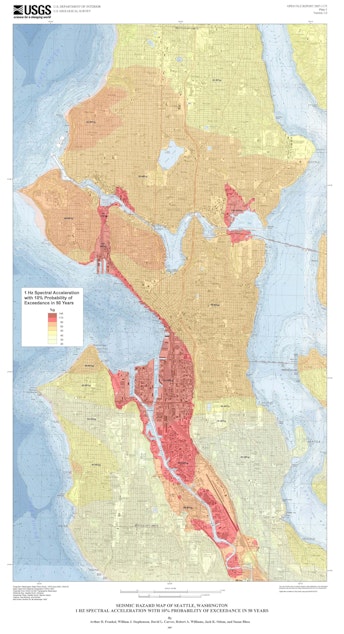 caption: Seismic hazard map for the city of Seattle.