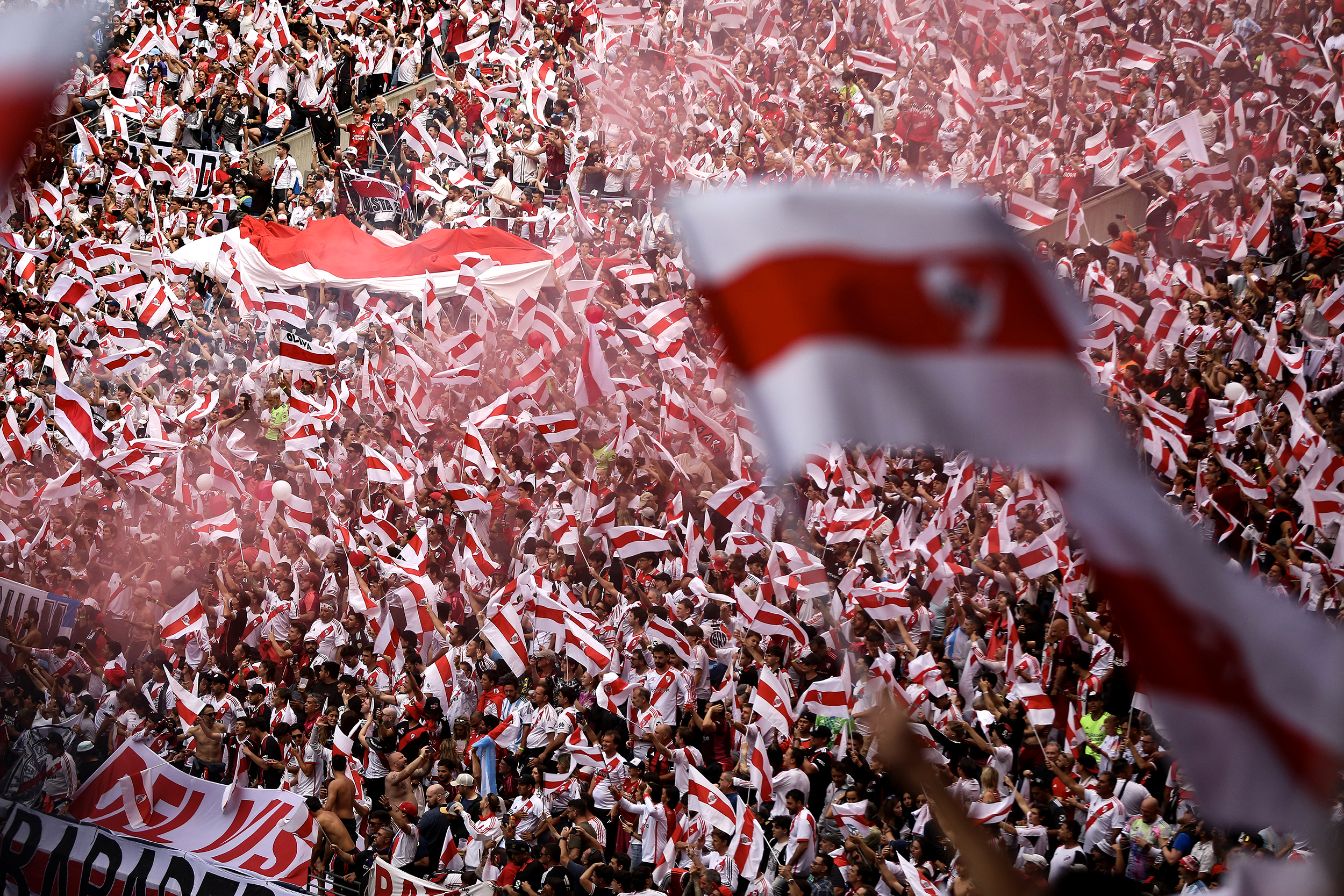 caption: In preparation for the FIFA World Cup 2026, Seattle hosted six games for the Club World Cup. Teams from all over the world came to the city to play against the Sounders, but also against each other. River Plate fans display banners and team colors inside Lumen Field during the FIFA Club World Cup 2025 match against Inter Milan in Seattle, on June 25, 2025, in Seattle.